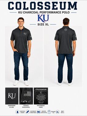 KU Mes Charcoal Colosseum Polo Size XL